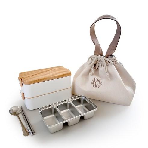 다소다 웜 스텐 도시락 + 로고보온가방 + 세칸분리스텐 세트, 화이트웜스텐+아이보..., 1세트 - 일반도시락 | 쿠팡