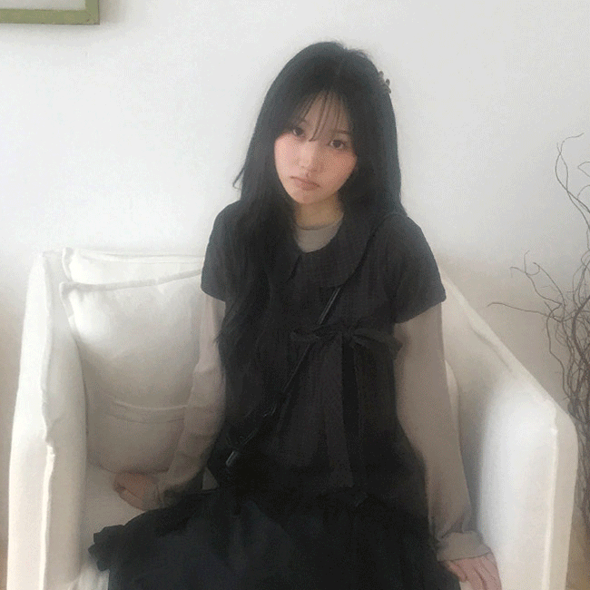 그레이레이즈 [레이어드/빈티지🍙] 체크리본둥근카라블라우스 (3color)