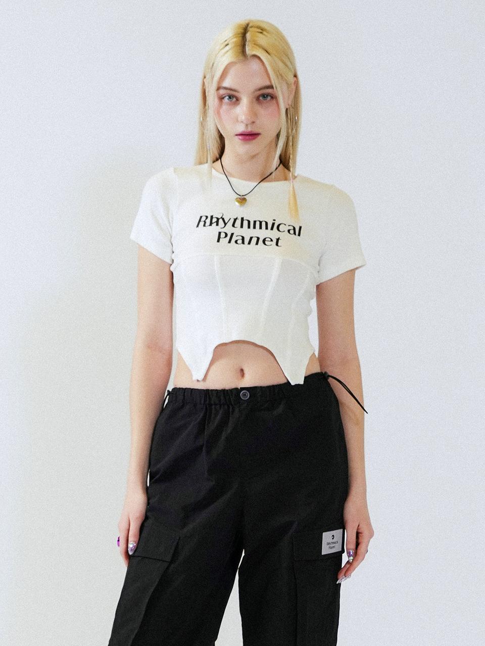 SIGNATURE LOGO CORSET HALF T-SHIRT WHITE