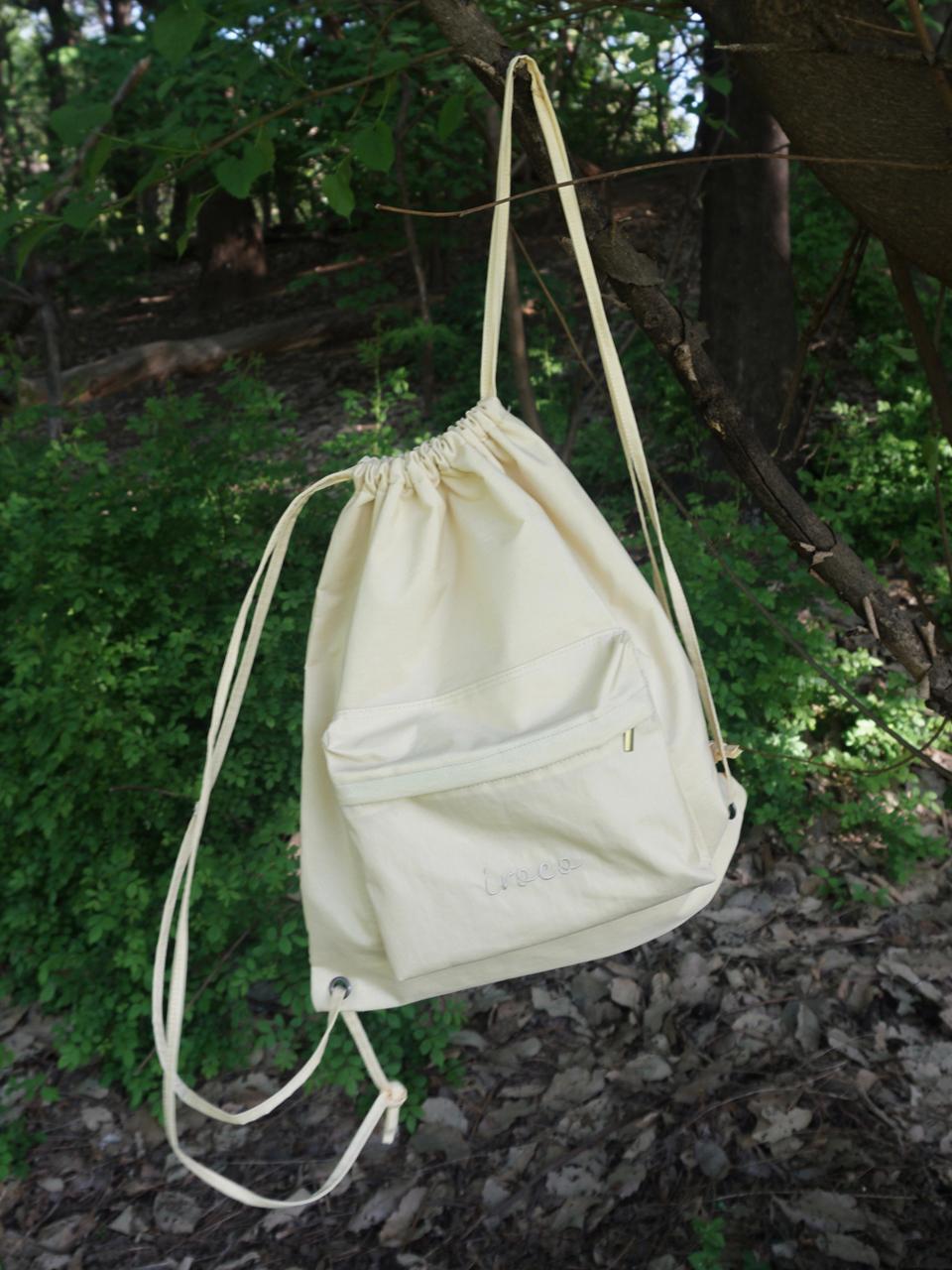 iroco logo nylon string backpack_yellow / 이로코 로고 나일론 스트링 백팩_옐로우