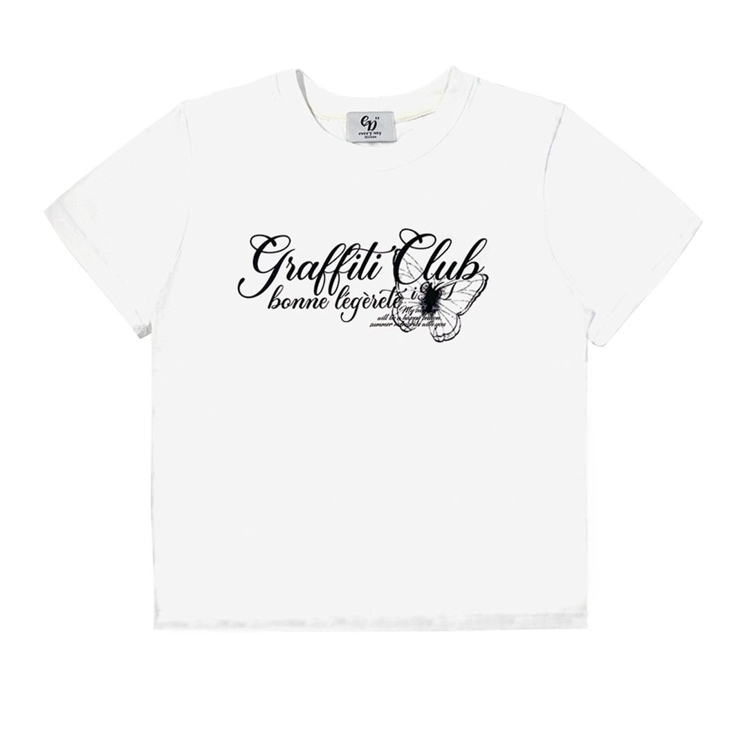Cursive Butterfly Crop T-Shirts