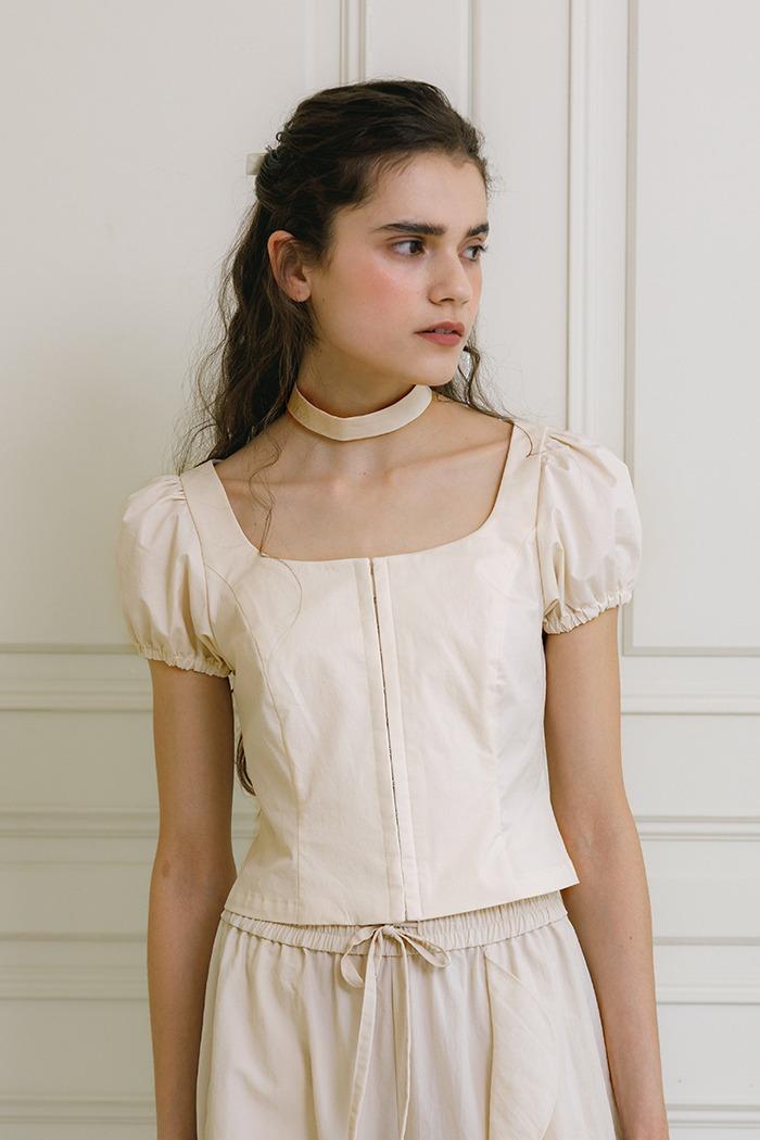 [Sample] Choker set puff blouse (ivory)
