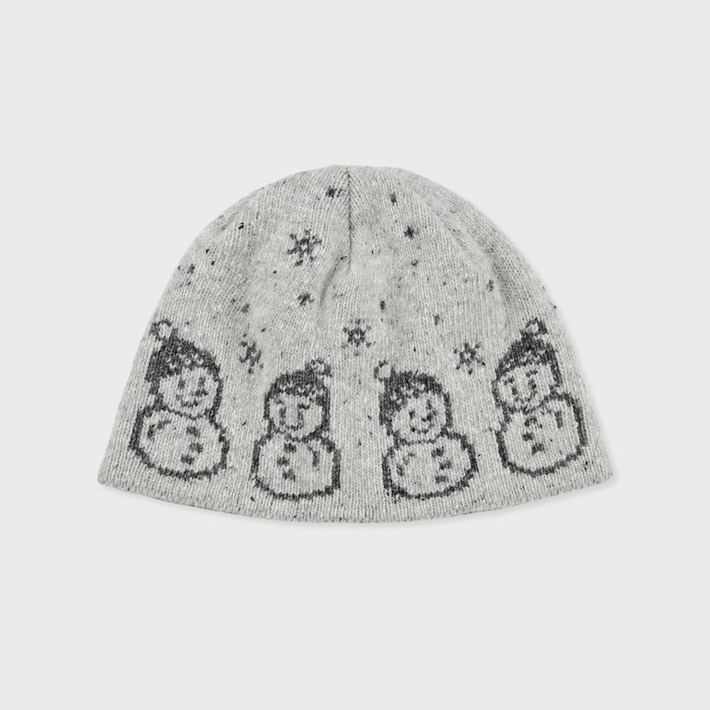 knit beanie snowman grey