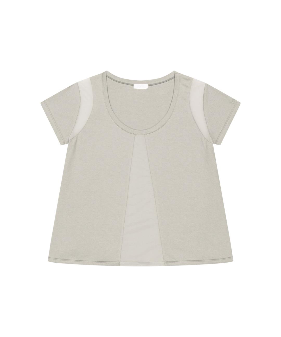 Sheer Panel Flare Tee / Oatmeal
