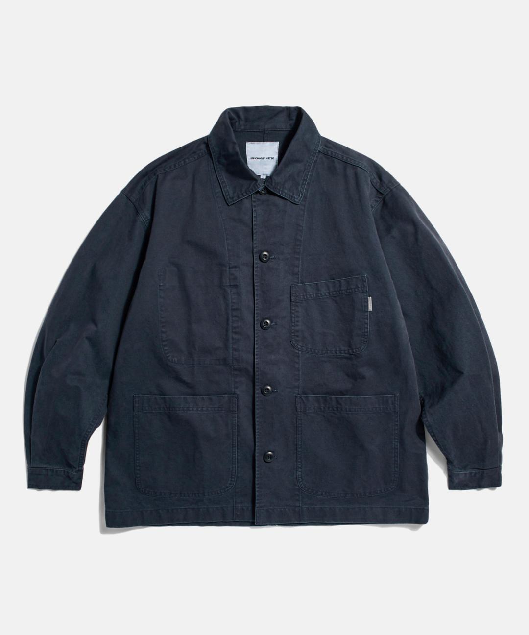 French Wide Work Jacket (Moleskin) Washed Navy