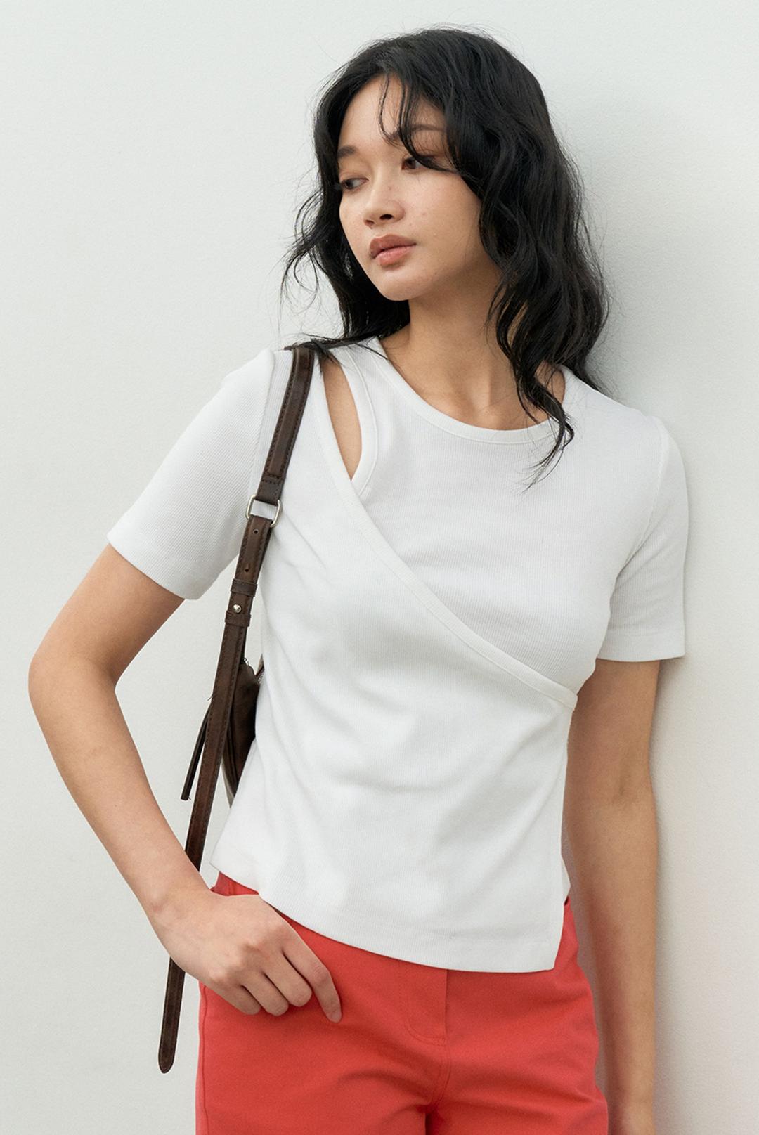 WRAP CUT-OUT T-SHIRT (WHITE)