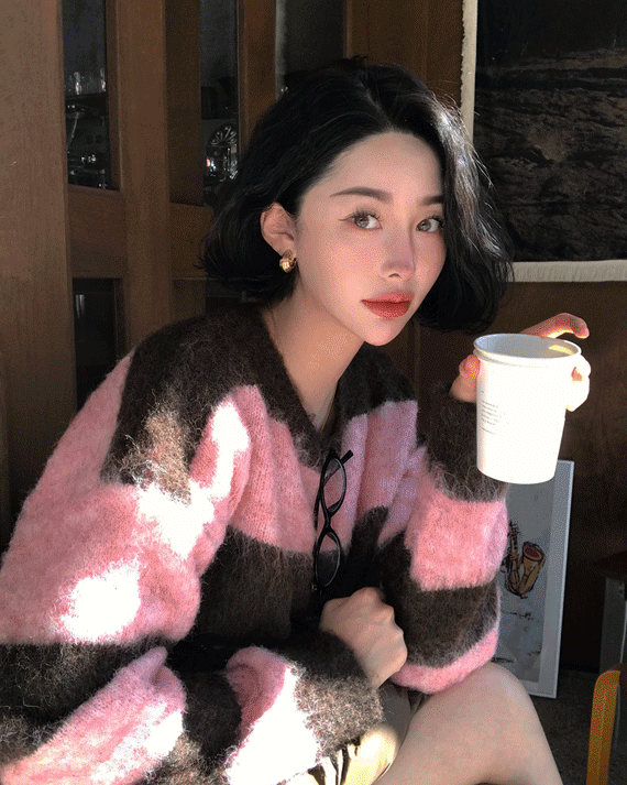 다이스 모헤어 울 단가라 니트(2color)