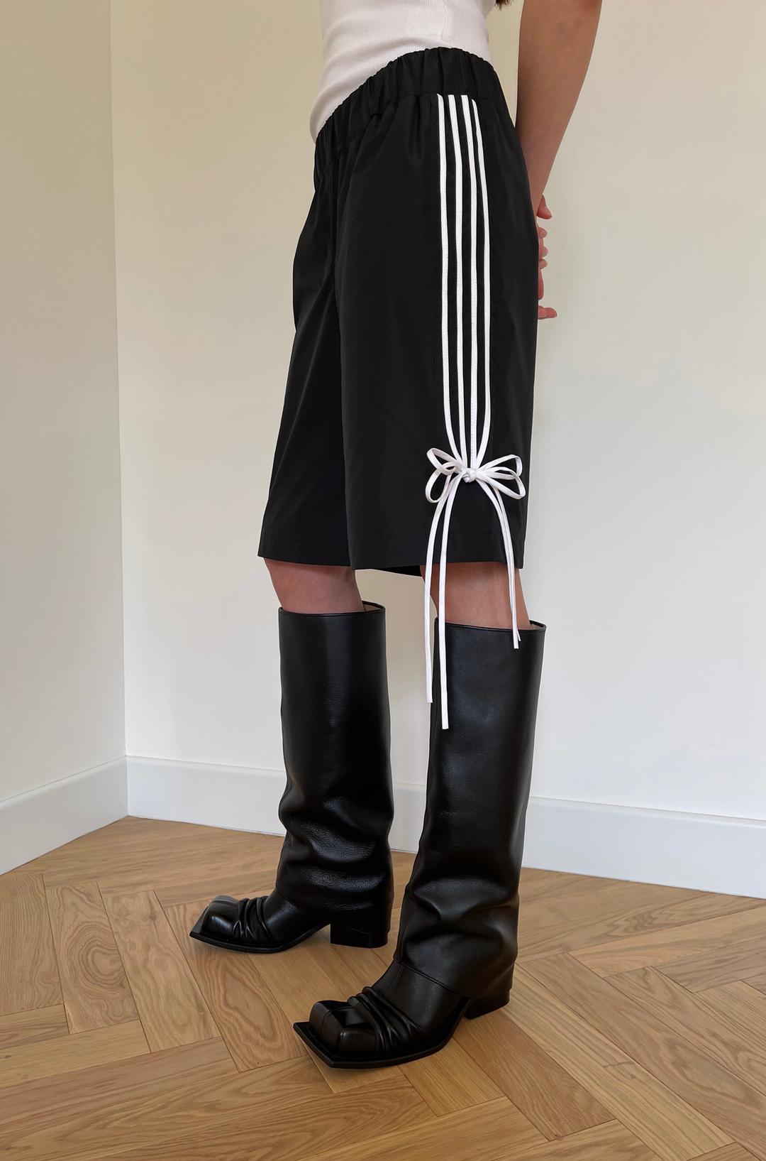 GIADA BOW/STRIPE NYLON SHORTS