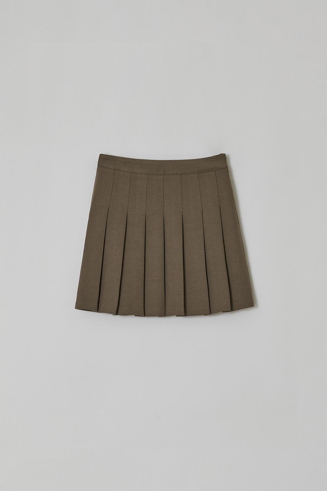 NEW PLEATED MINI SKIRT, ASH BROWN