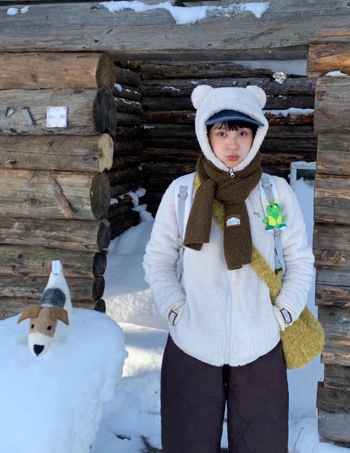 MeihaoStore 귀여운 곰 귀 폴라 플리스 후드집업 (아이보리)