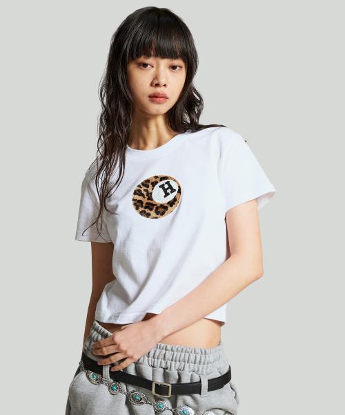 H볼 아플리케 크롭 티셔츠 (화이트)