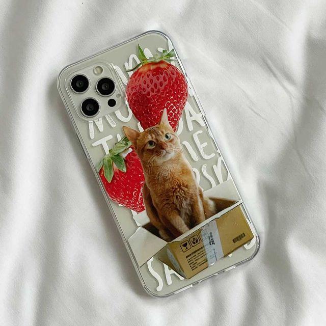 (투 딸기 고양이) 투명 젤리 카드 수납 케이스