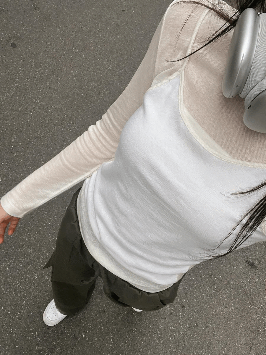 메르 나시 레이어드 긴팔티 2color