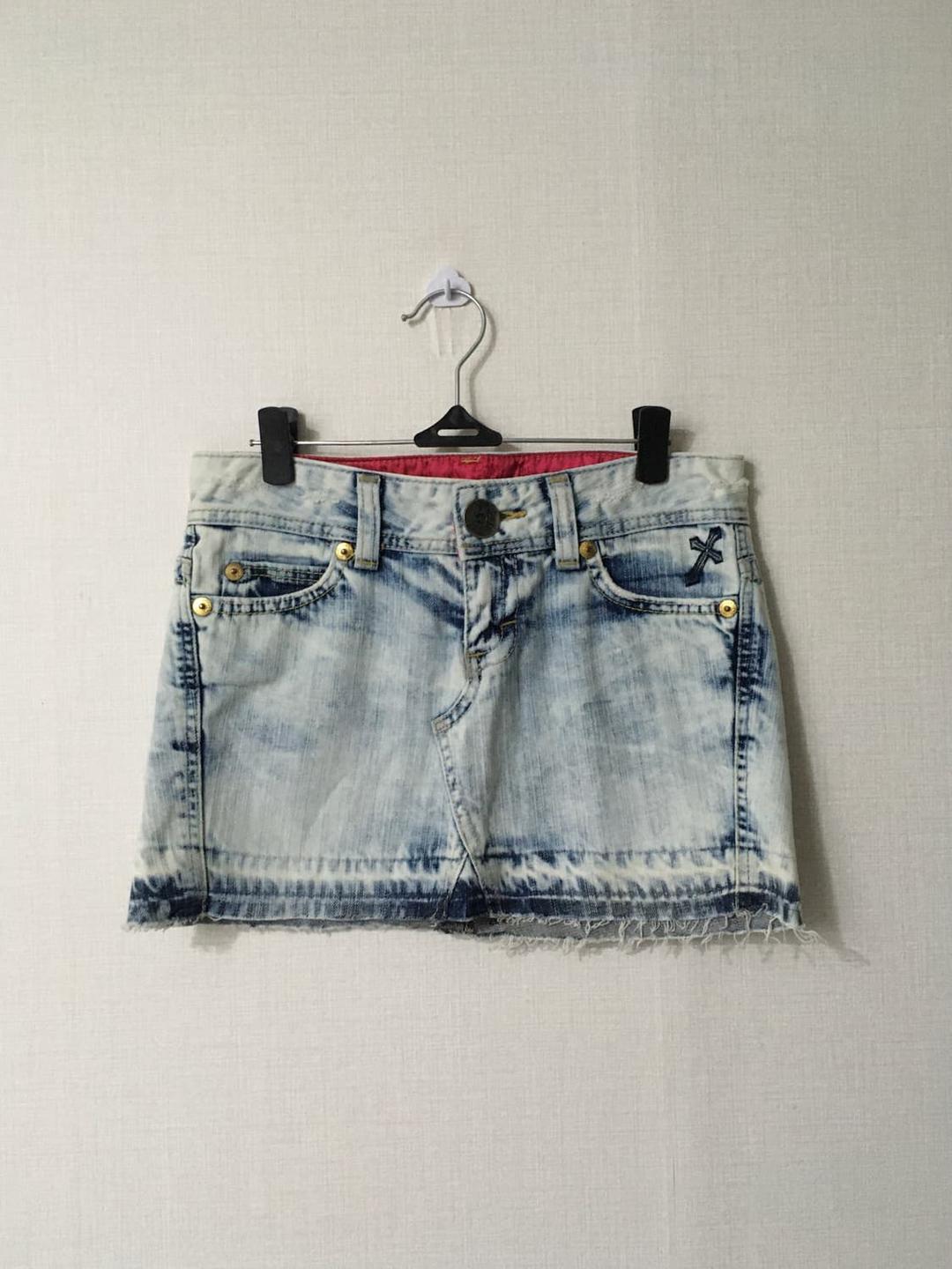 punky mood white washing denim skirt | 후루츠패밀리