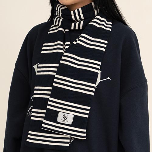 Soft Stripe Muffler - Navy