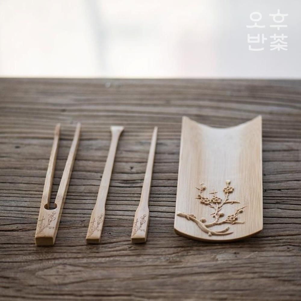매화꽃 대나무 다하 차시 차칙 차집게 4종 세트