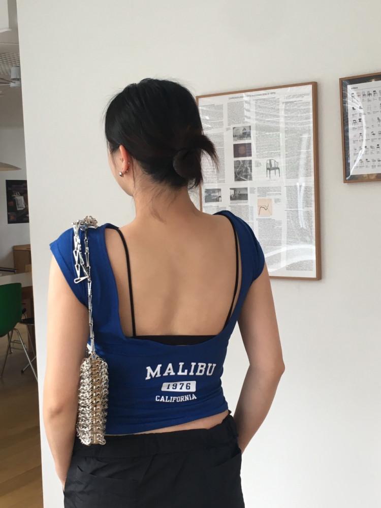 (블랙당일/ 블루사진추가) 발레코어 백오픈티 (3col)