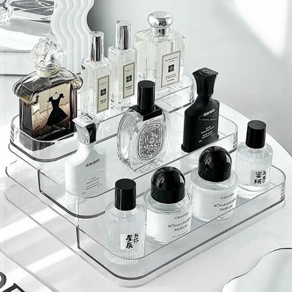 [집꾸핫딜]투명 아크릴 3단 향수 화장품 정리대 수납 선반
