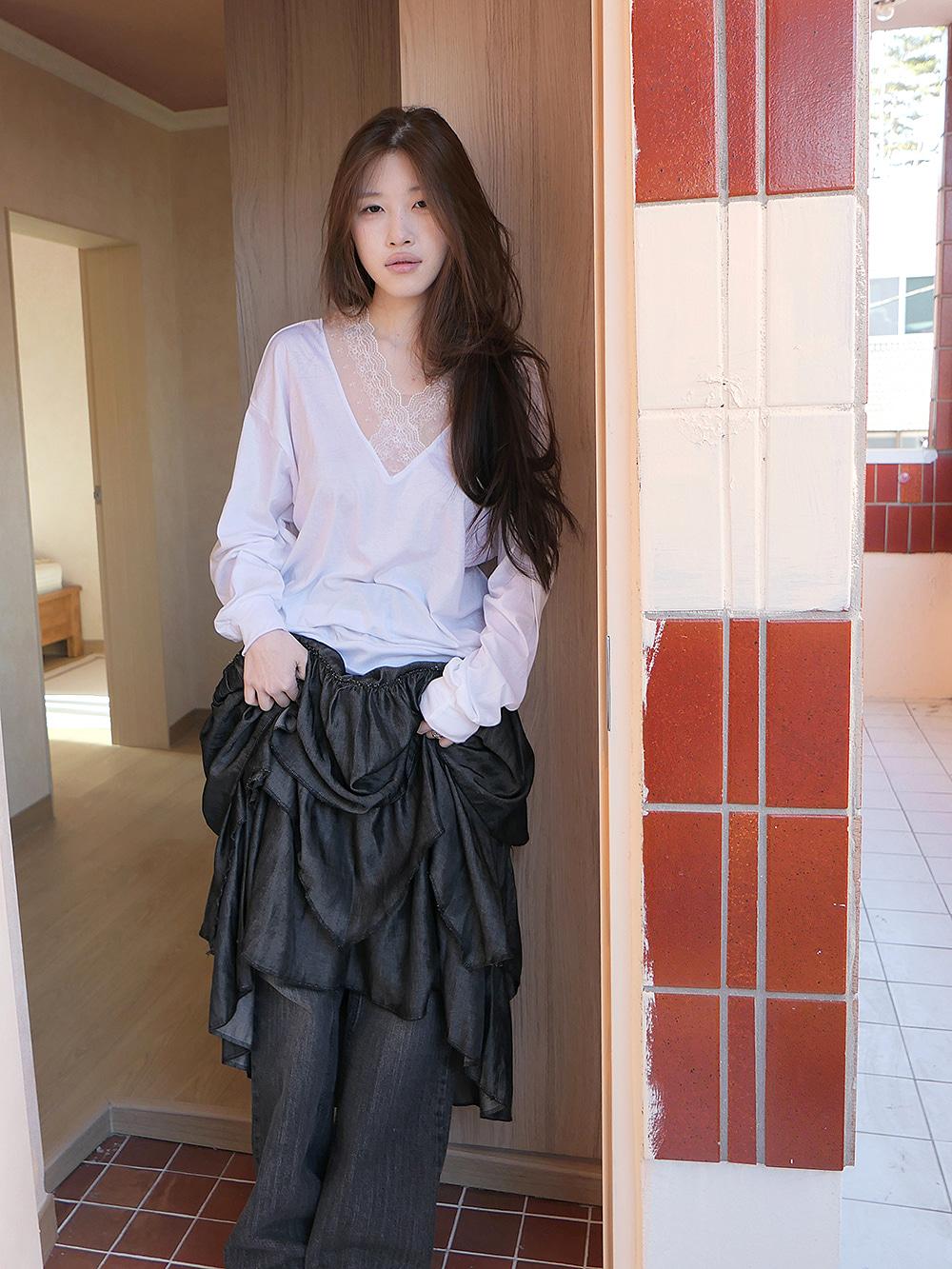 당일발송) dip lace sweat t