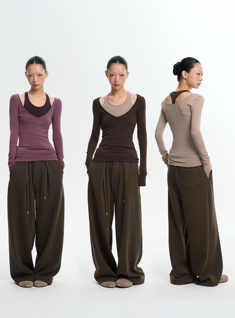 Brushed Color Block Base Top (3color)