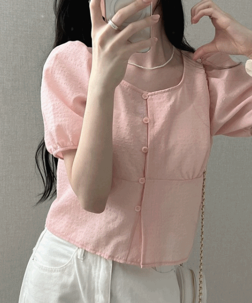 웬즈 퍼프 스퀘어넥 반소매bl