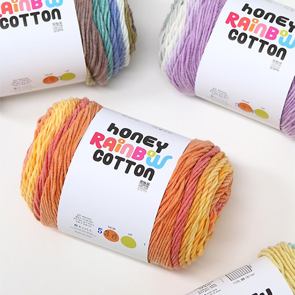[니뜨] 허니레인보우코튼실(10+1)100g 뜨개도안 파스텔코튼 나염 그라데이션 블랭킷실
