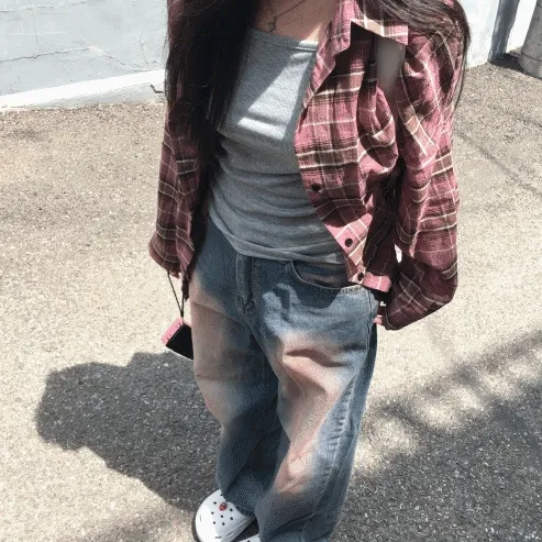 [당일출고] mody vintage nb 모디 빈티지 체크 남방 2color