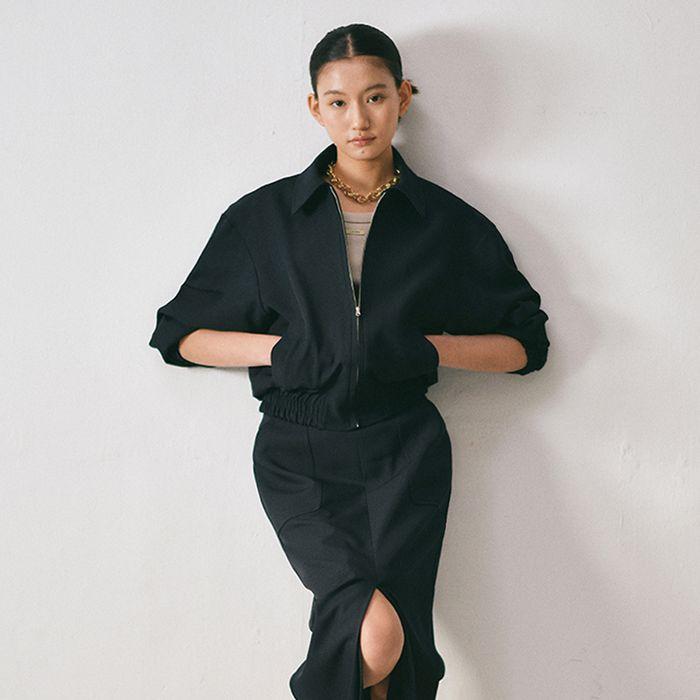 클래식 집업 블루종 자켓_네이비