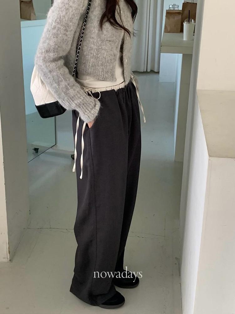 베 당일 / riette 리에뜨 딥 슬랙스 팬츠 스트링 일자 와이드 배색 데일리 바지