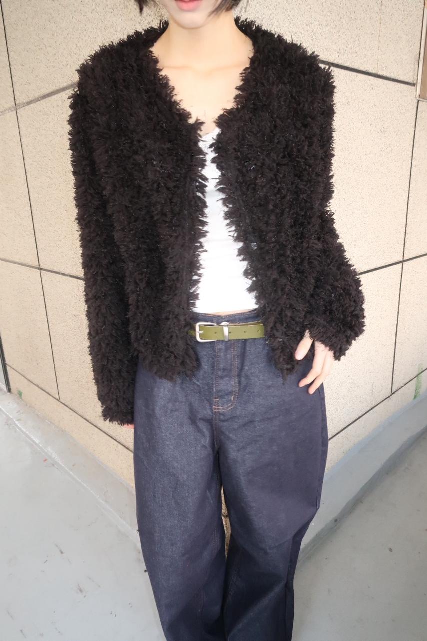 FUR BUTTON CARDIGAN 3COL