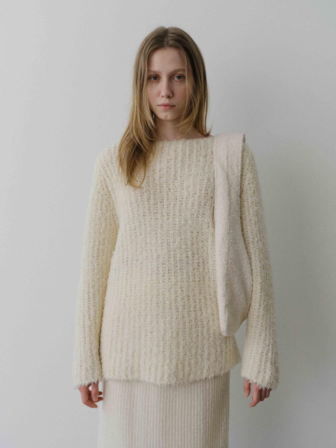 Hairy boatneck knit (cream)