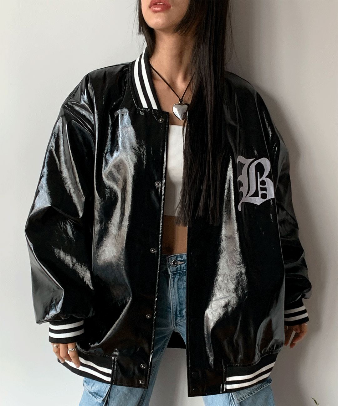 글로우 오버사이즈 바시티 자켓 4color