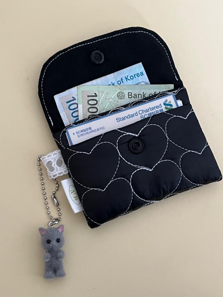 [made] 블랙하트 카드지갑 2단 1단 동전 카드 명함 교통카드 파우치