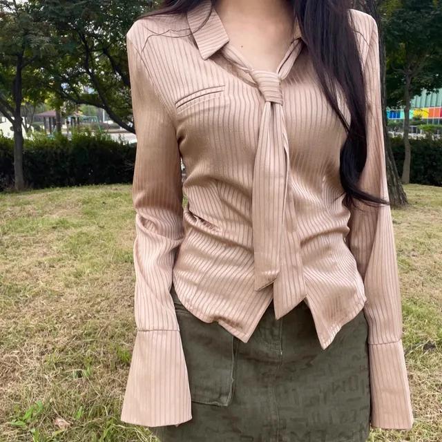 [올드머니🤎] beige tie shirt