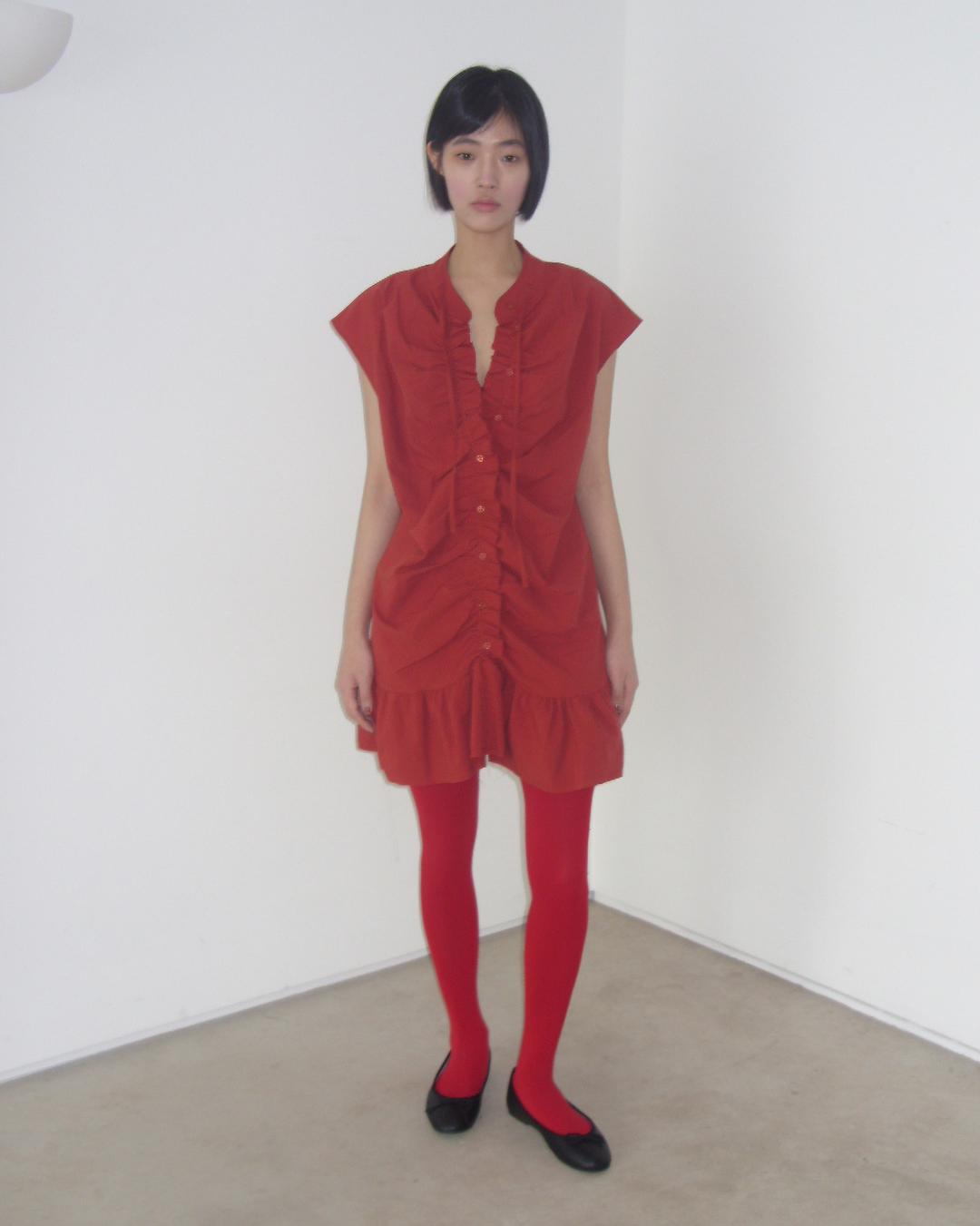 이알알 gathered shrring dress