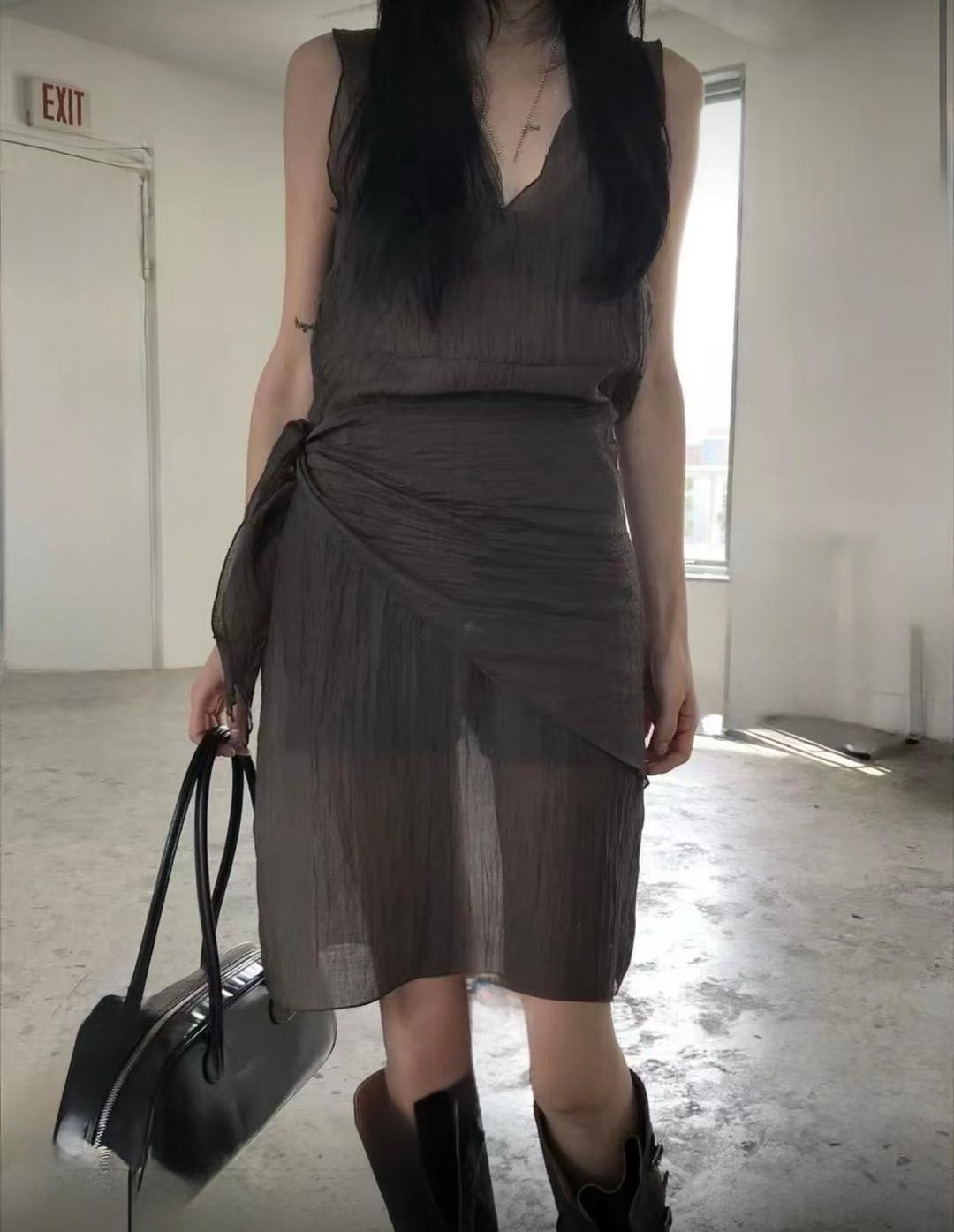 하이원스 여성 코지 린넨 오간자 여름 레이어드 휴양지룩 원피스