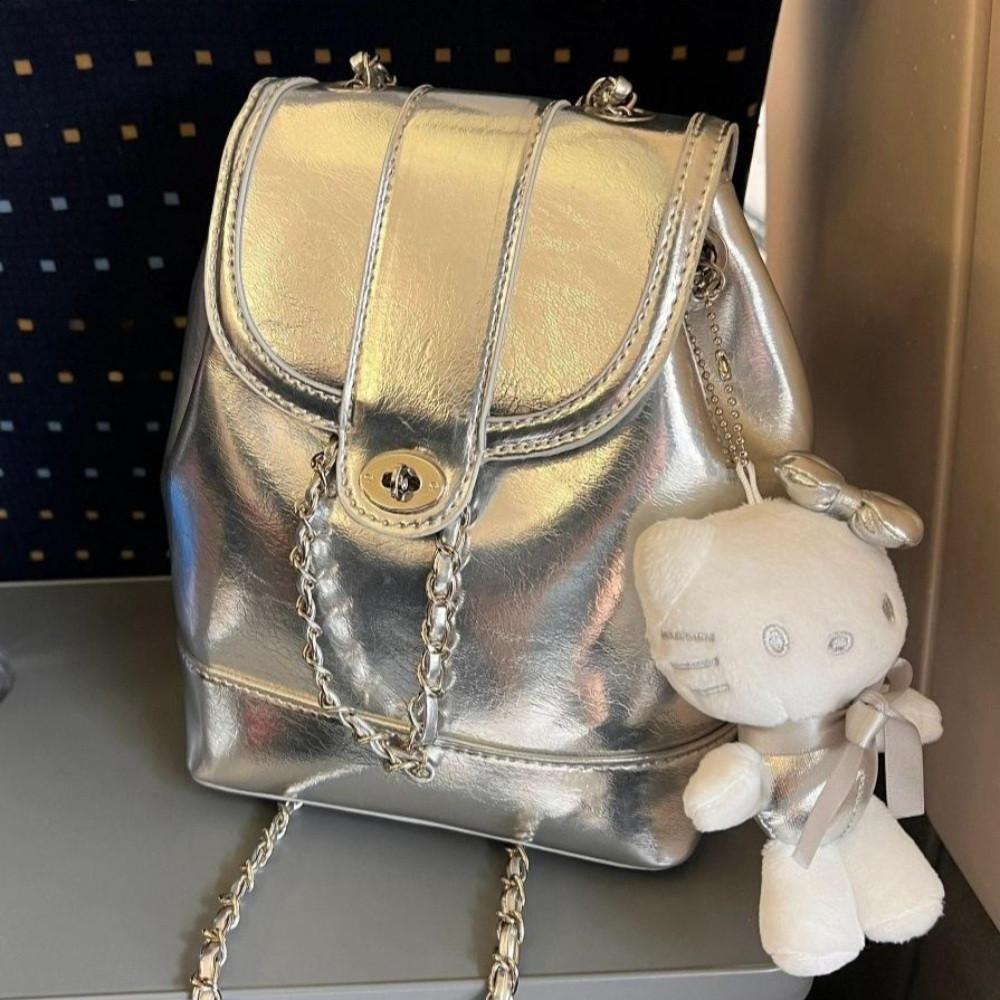 실버 키티 키링 백팩 차키 인형