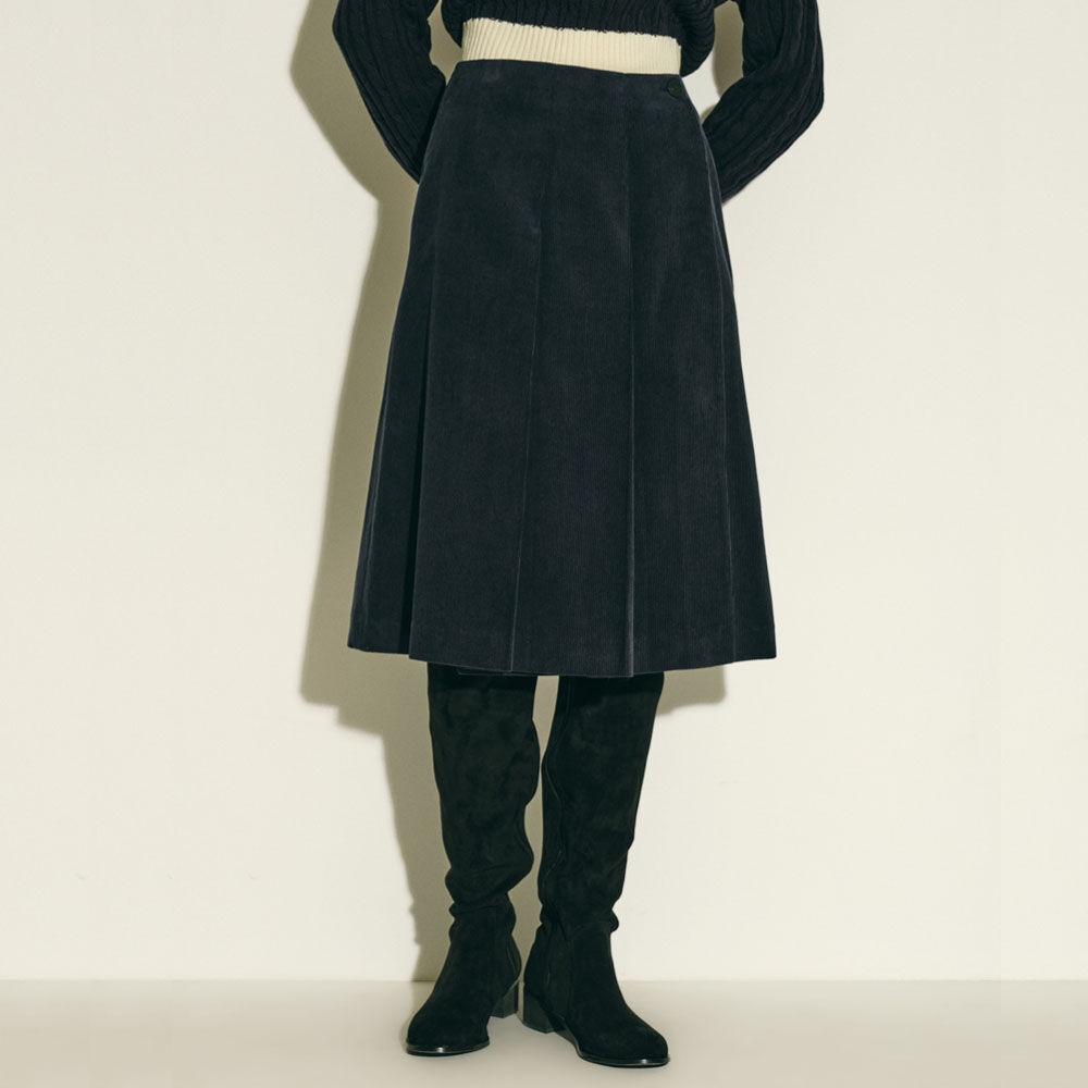 corduroy pleats wrap skirt