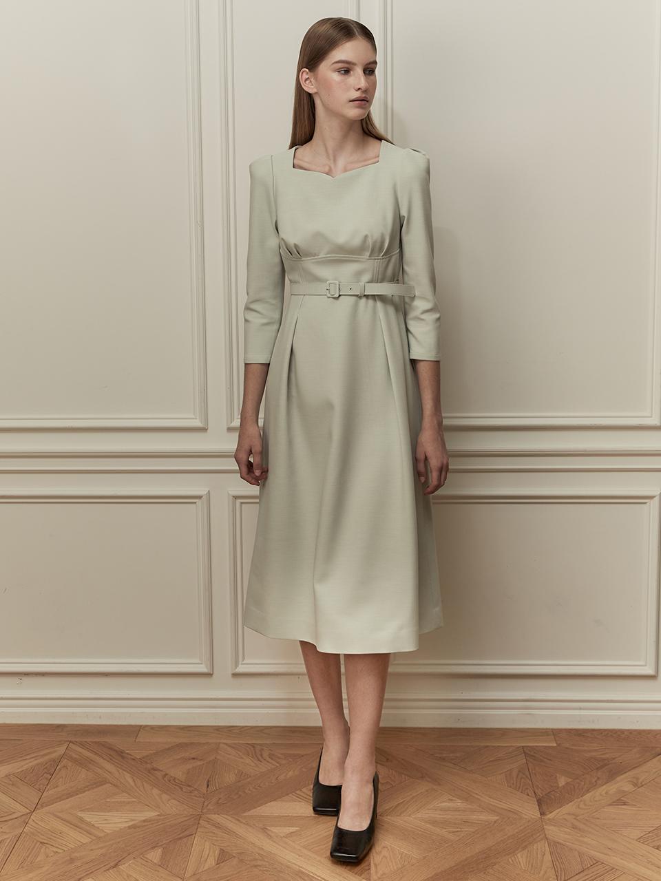 BELTED TAILOR DRESS MIST GREEN
