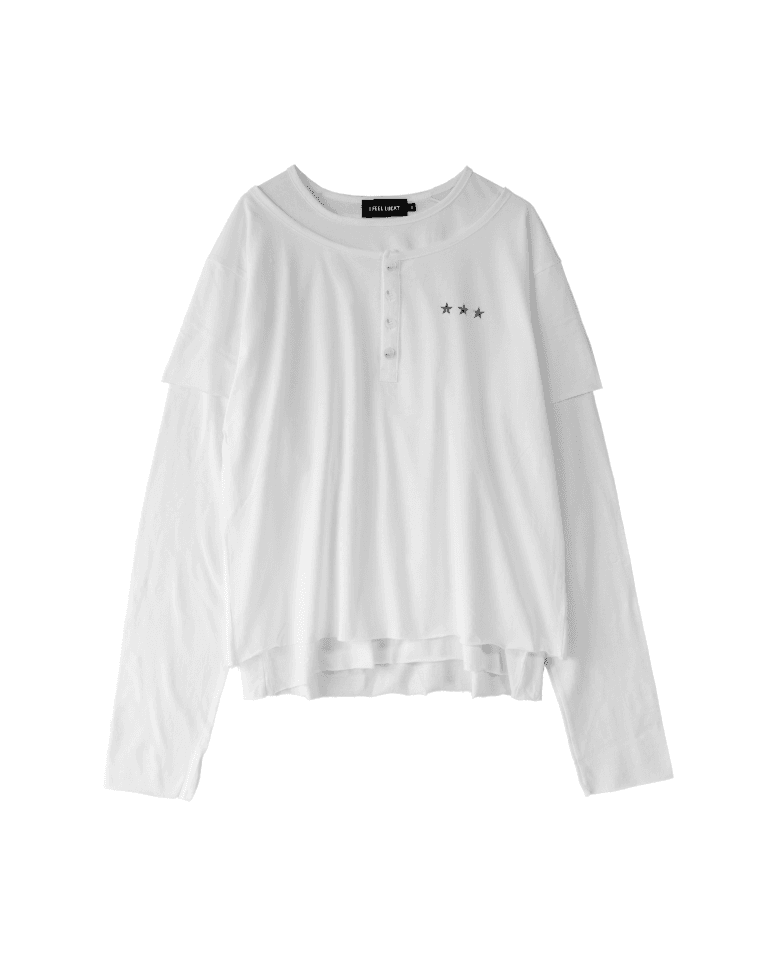 Layered cross long sleeve white