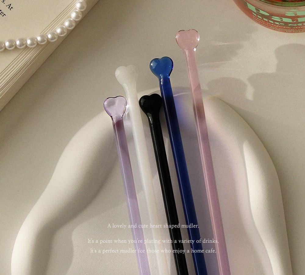 하트 내열 유리머들러 글라스 머들러 커피젓는 하이볼젓는거 머들링