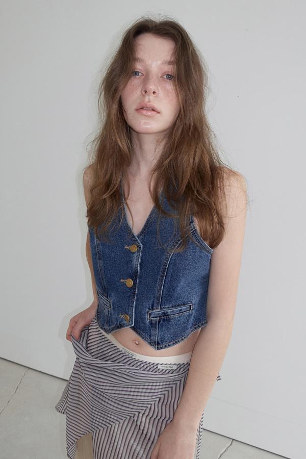 HALTER DENIM VEST_DEEP BLUE