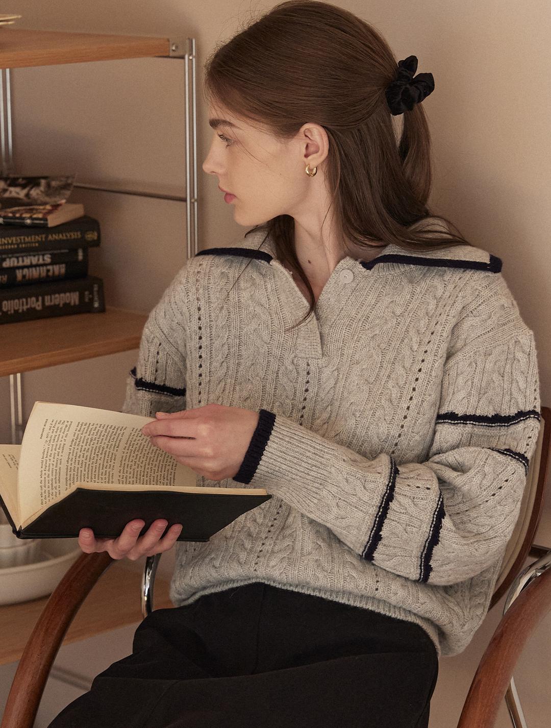 Mary Collar Knit - Grey