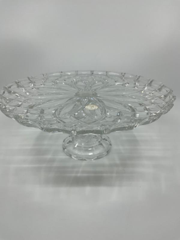 슬로바키아 크리스탈 케이크 / 패스트리 스탠드 Slovakia Crystal Cake / Pastry Pedestal circa 1960