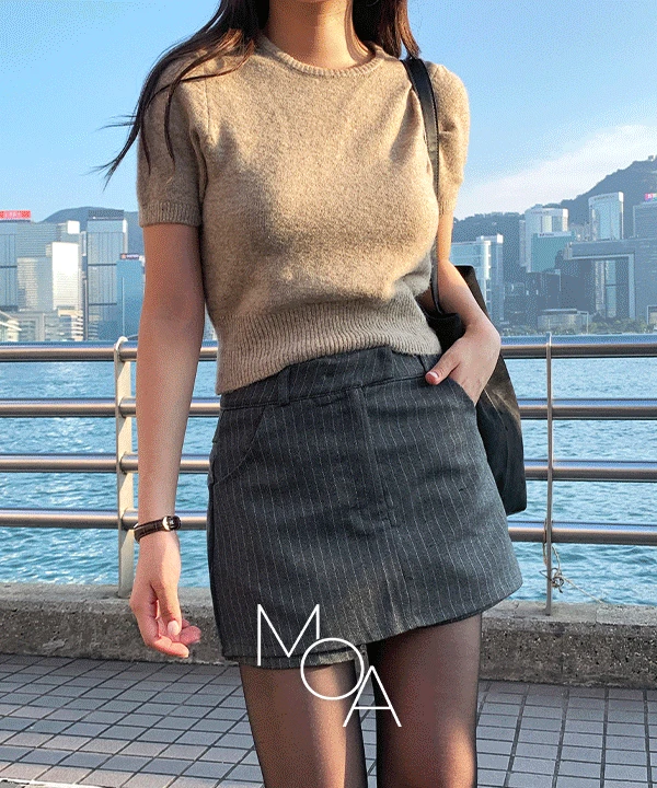 🎬엔피아 스트라이프 미니 랩 치마 바지 -2color