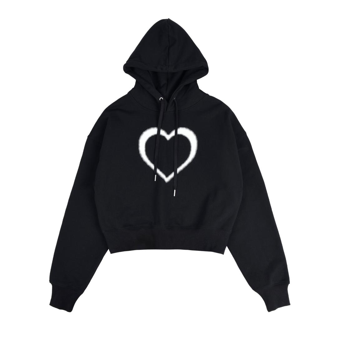 LOVE CROP HOODIE - [BLACK]