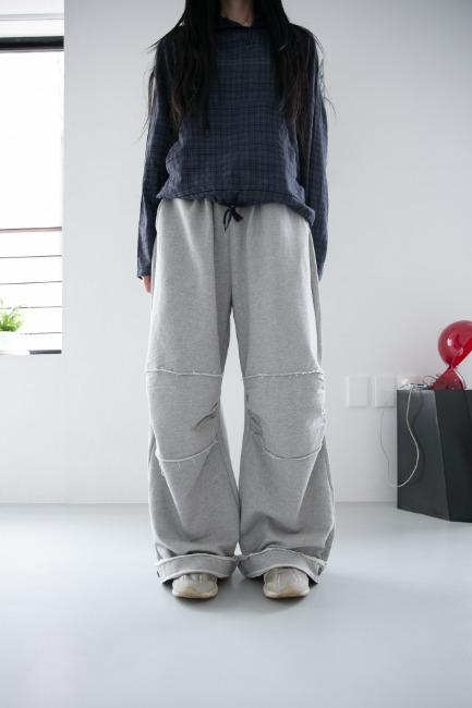 rollup button over sweat pants(2colors)