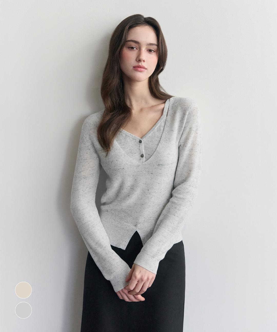 바시카 레이어드 슬릿 니트 [2color]