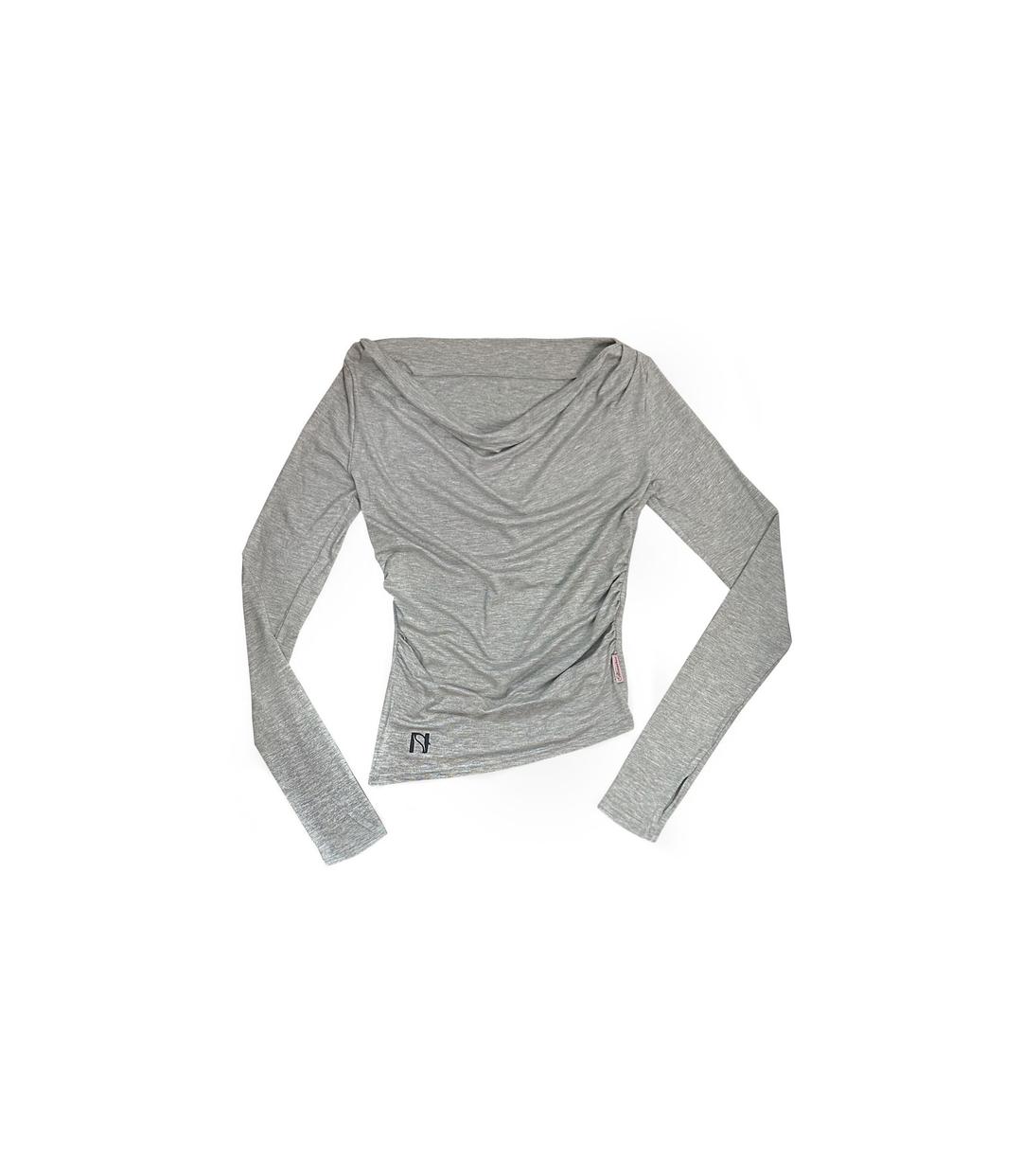 Meow Draping shrring Boat neck Top