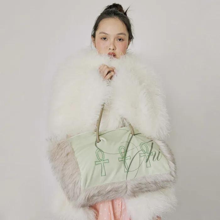 Fluffy Slouch Velvet Bag Mint